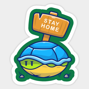 Cute turtle stay at home cartoon Sticker